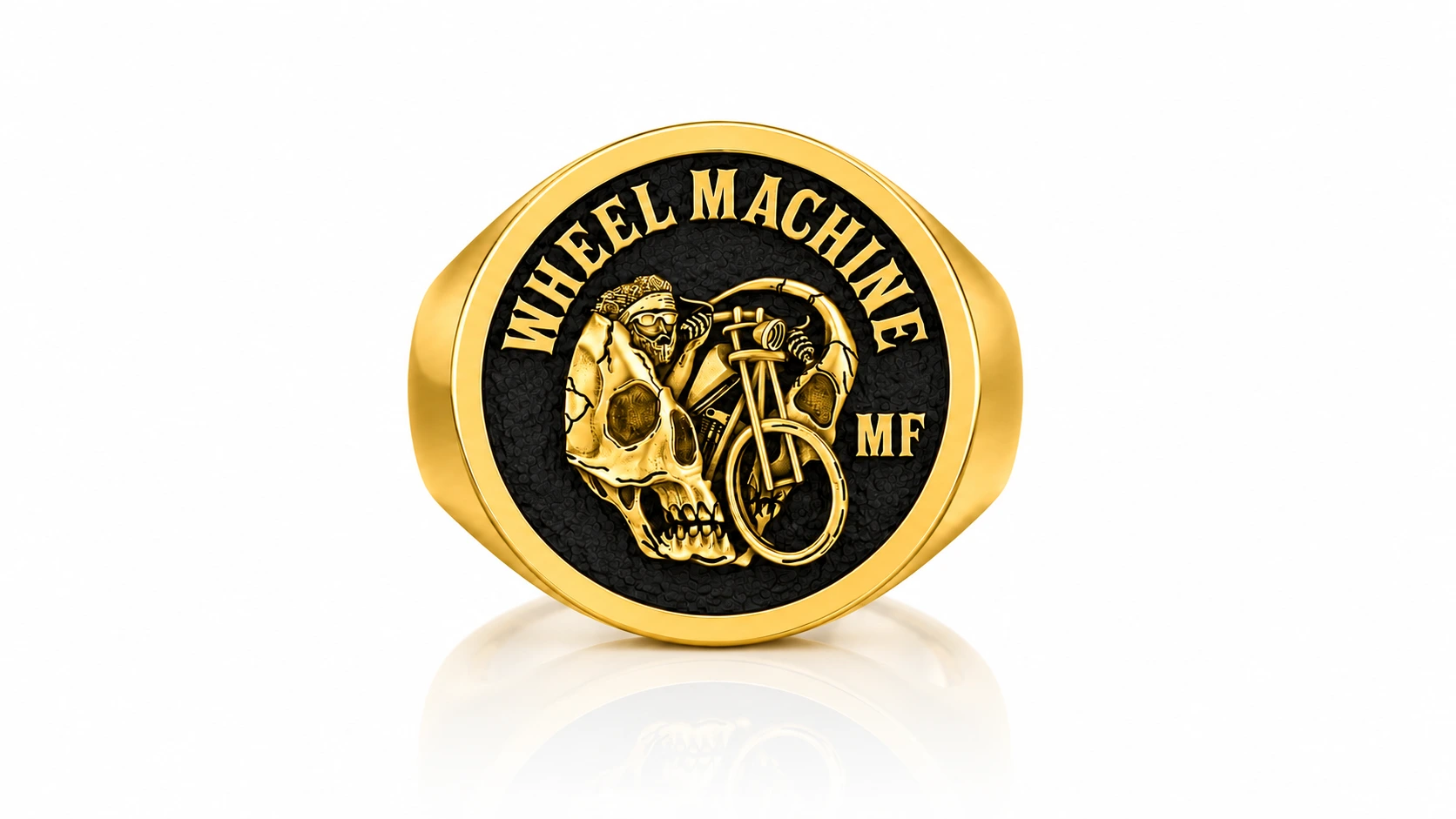 Custom Motorcycle Club Signet Ring-Personalized Biker Ring-Sterling Silver